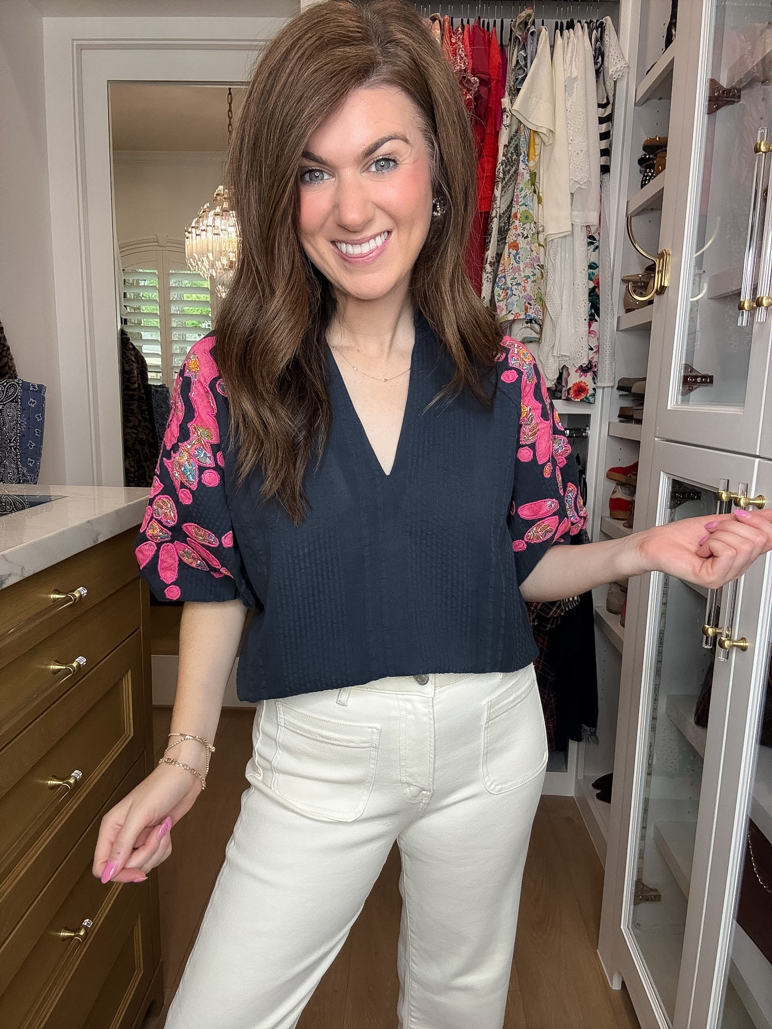 THML Bold Petals Embroidered Top