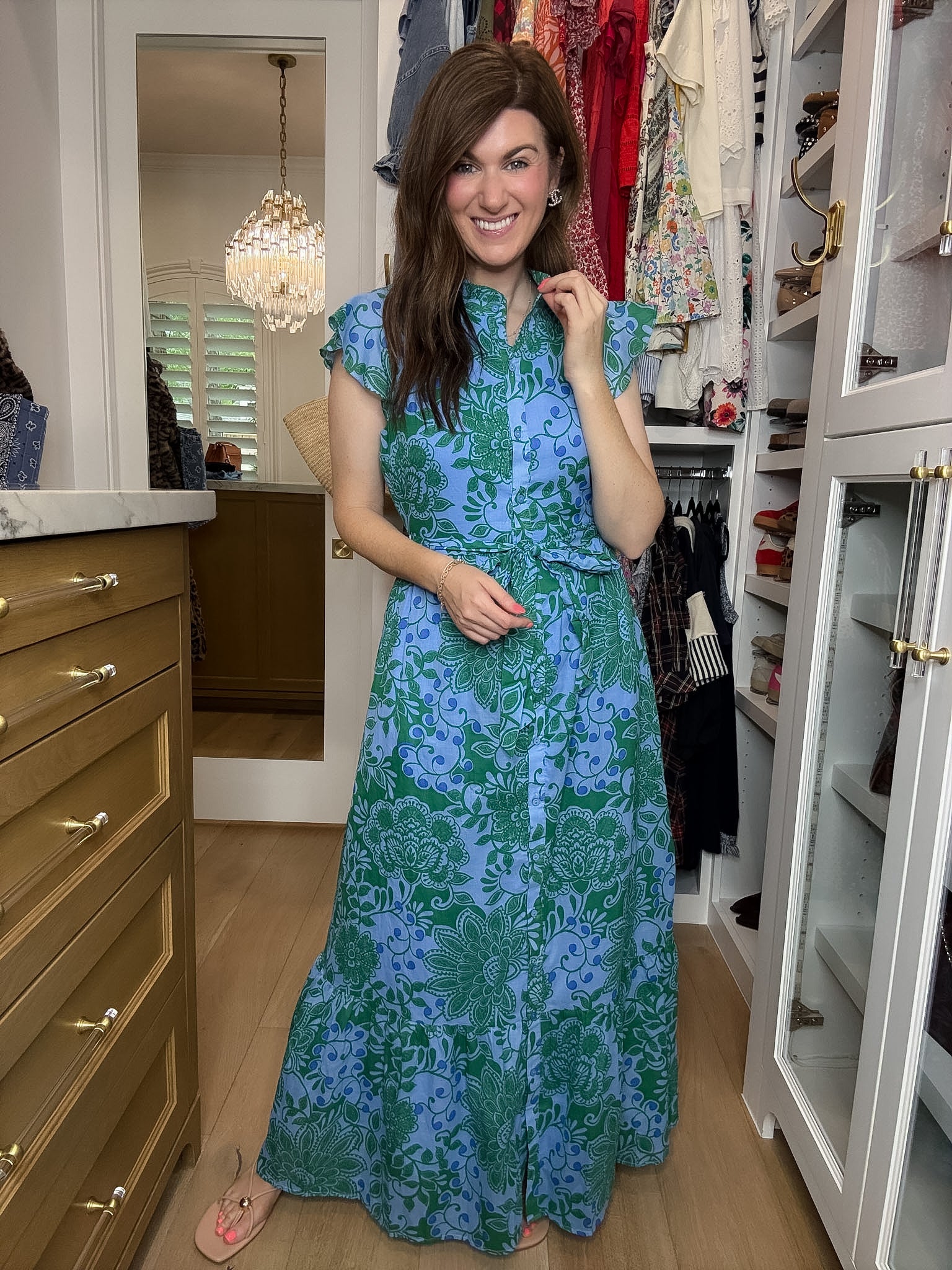 Sugarips Riah Button Down Maxi Dress in Tressa Floral