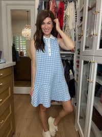 Paddles and Prosecco Gingham Dress in Blue