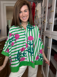 Flower Market Stripe Button Down