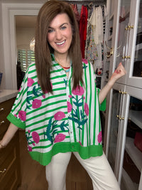 Flower Market Stripe Button Down