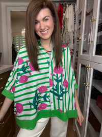 Flower Market Stripe Button Down