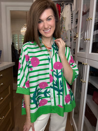 Flower Market Stripe Button Down