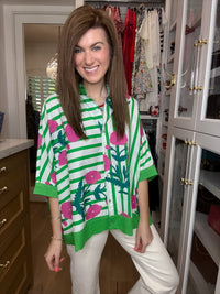 Flower Market Stripe Button Down