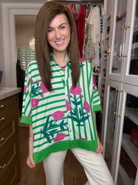 Flower Market Stripe Button Down