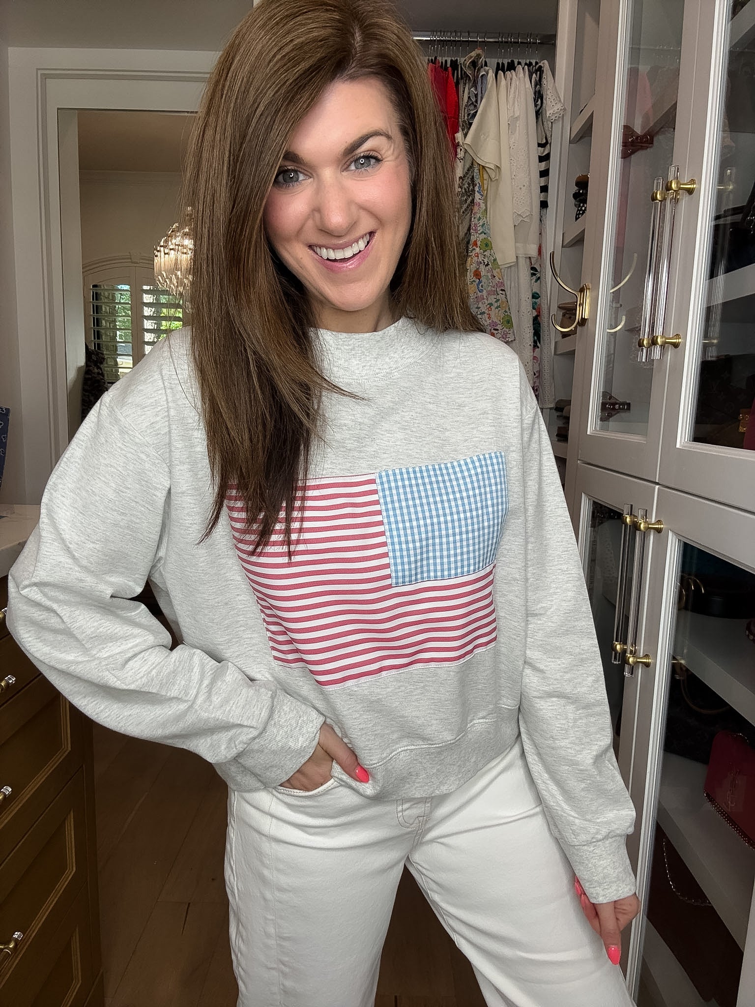 Americana Charm Mock Neck Pullover