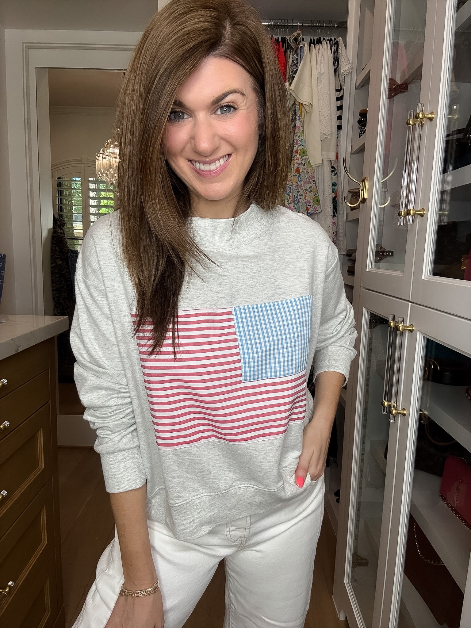 Americana Charm Mock Neck Pullover