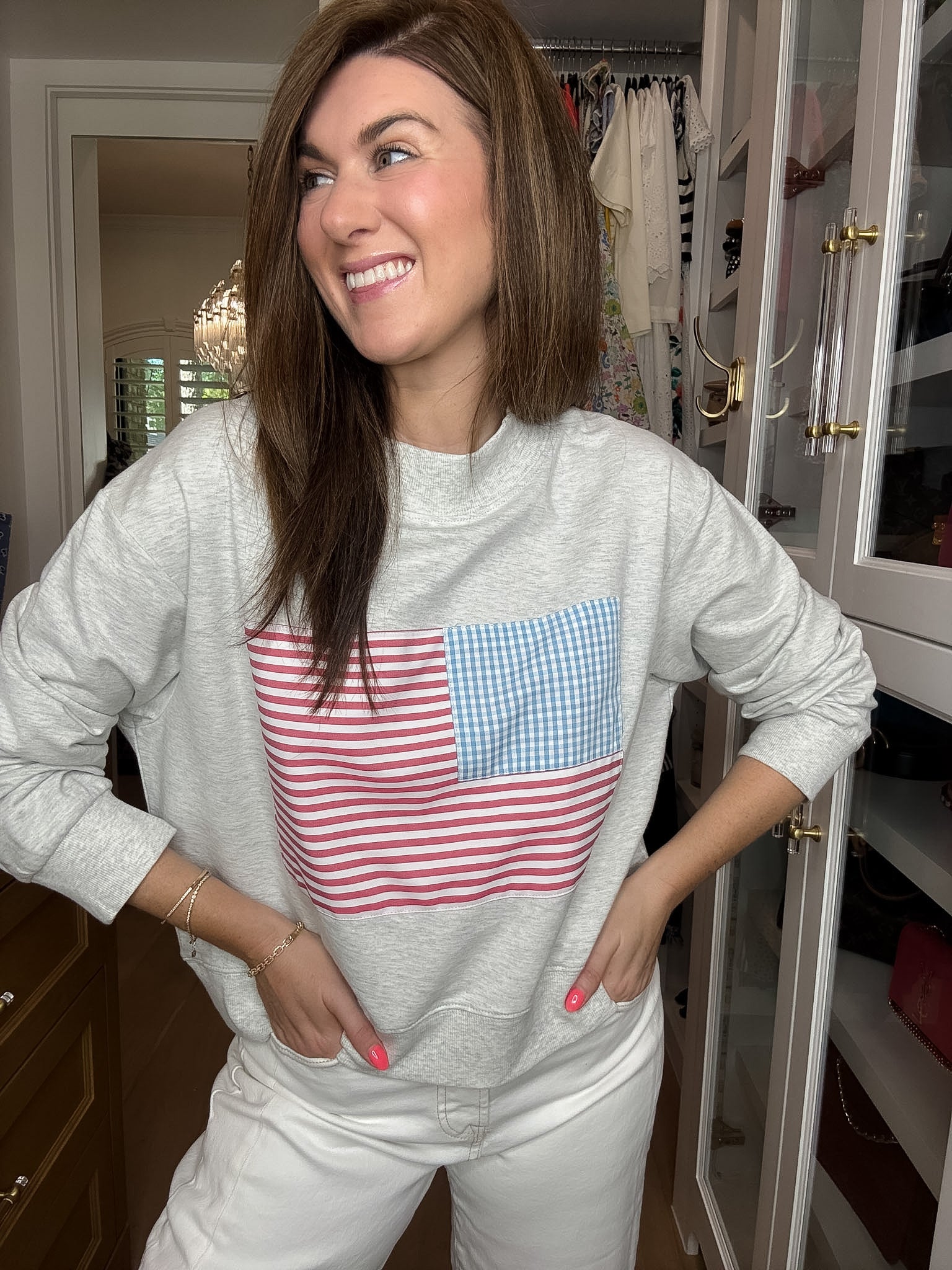 Americana Charm Mock Neck Pullover