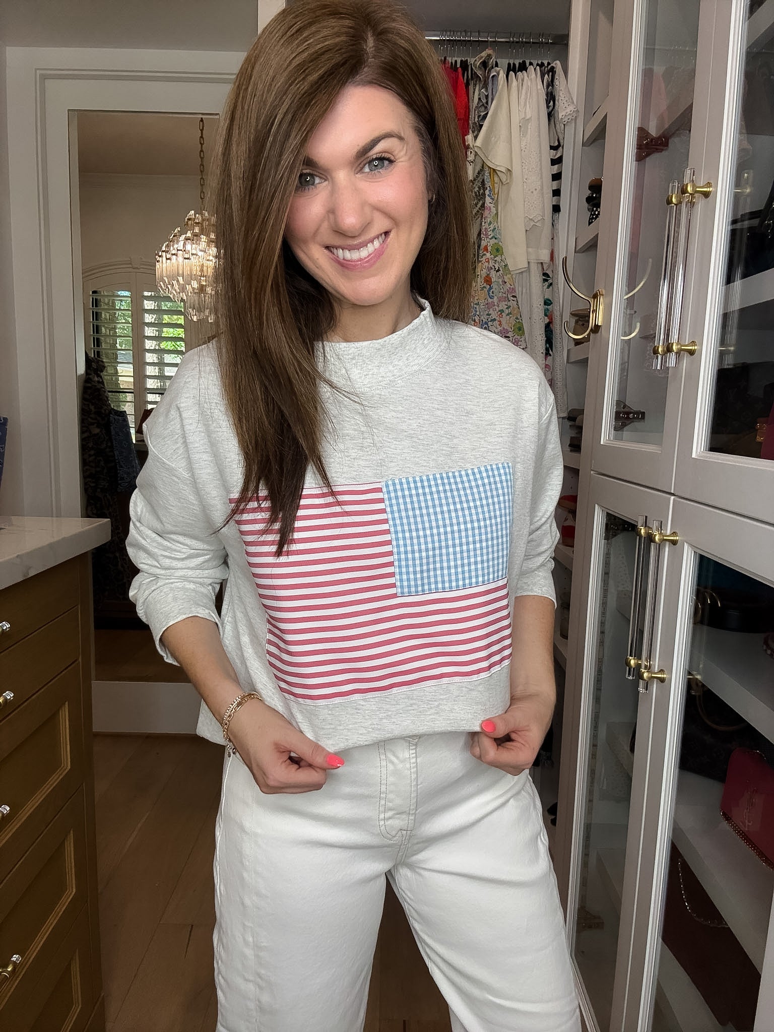 Americana Charm Mock Neck Pullover