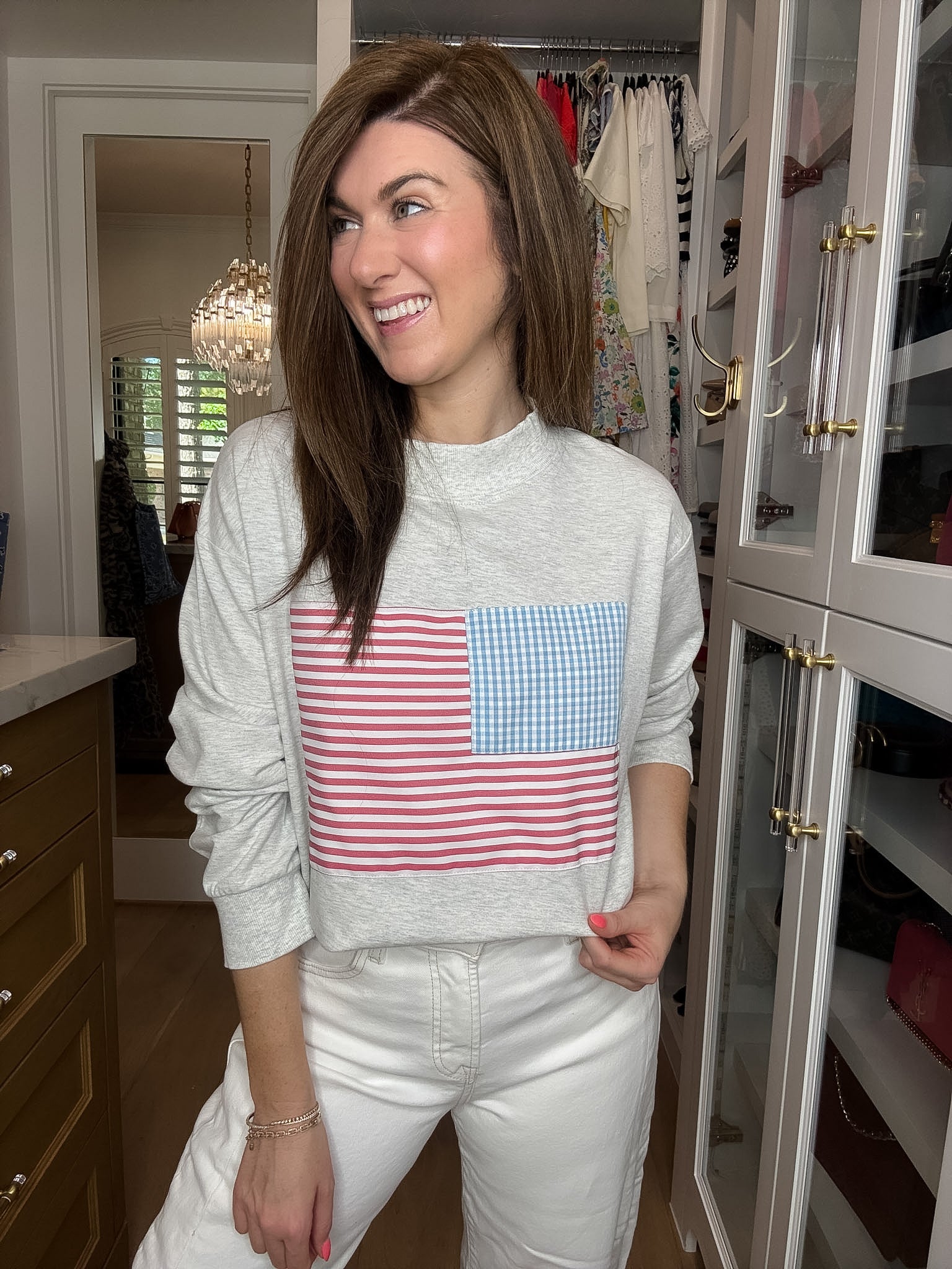 Americana Charm Mock Neck Pullover