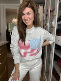 Americana Charm Mock Neck Pullover
