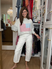 Risen Cape Cod High Rise Cream Barrel Jeans