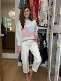 Risen Cape Cod High Rise Cream Barrel Jeans
