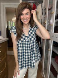 SALE! Susannah Gingham Top in Navy *Final Sale*