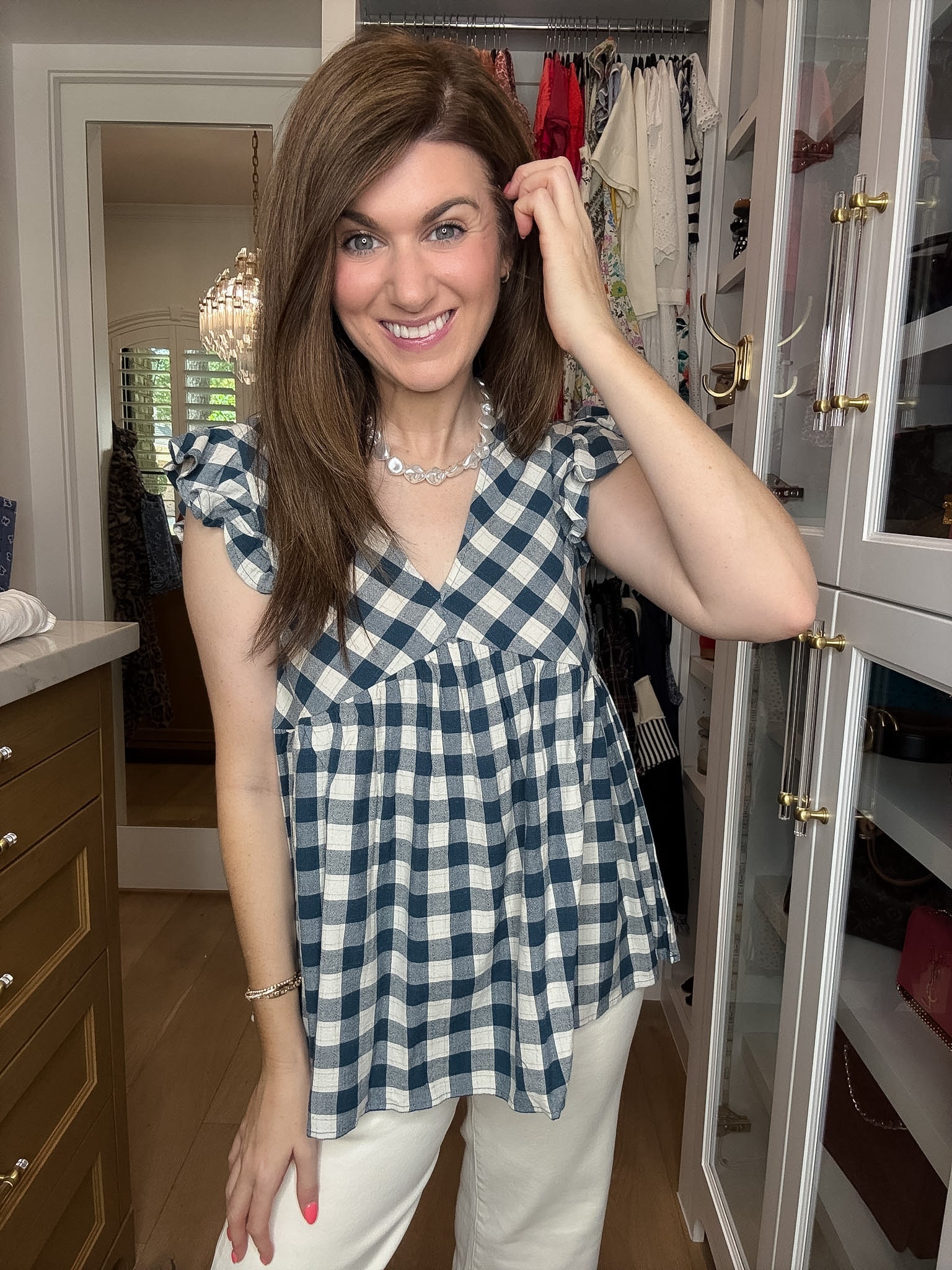 SALE! Susannah Gingham Top in Navy *Final Sale*