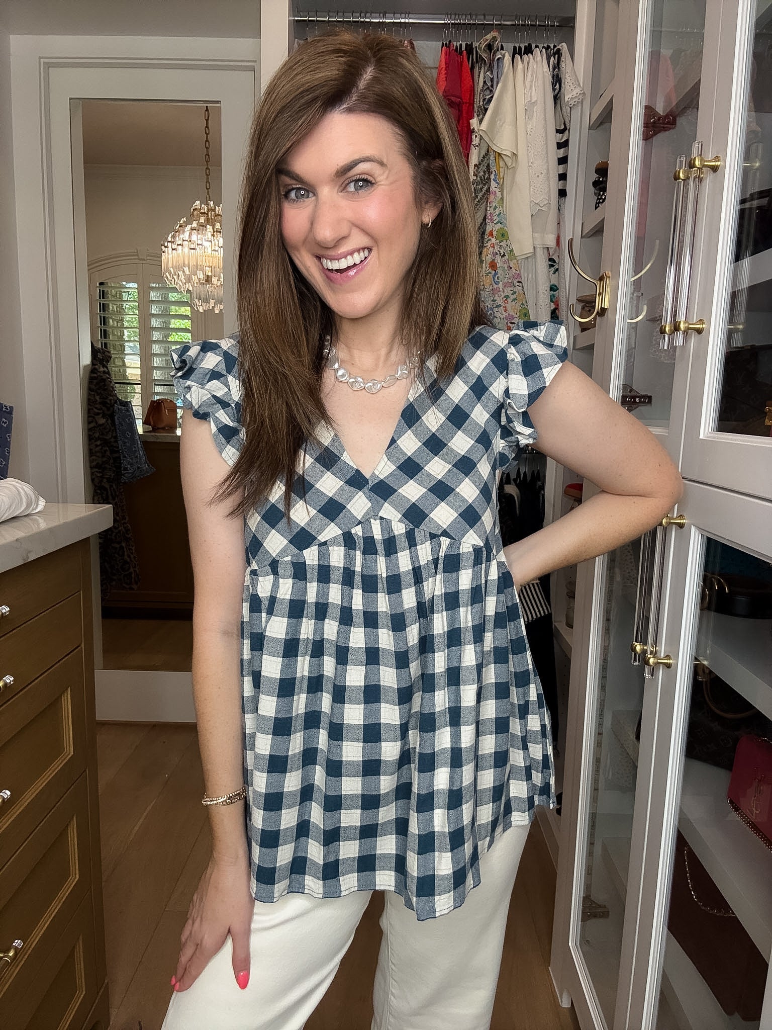 SALE! Susannah Gingham Top in Navy *Final Sale*