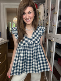 SALE! Susannah Gingham Top in Navy *Final Sale*