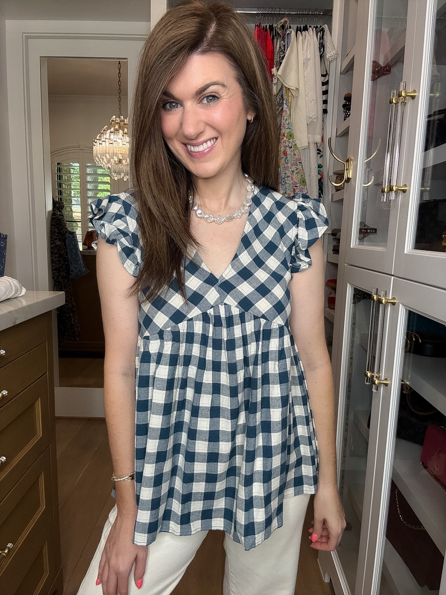 SALE! Susannah Gingham Top in Navy *Final Sale*