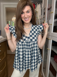 SALE! Susannah Gingham Top in Navy *Final Sale*