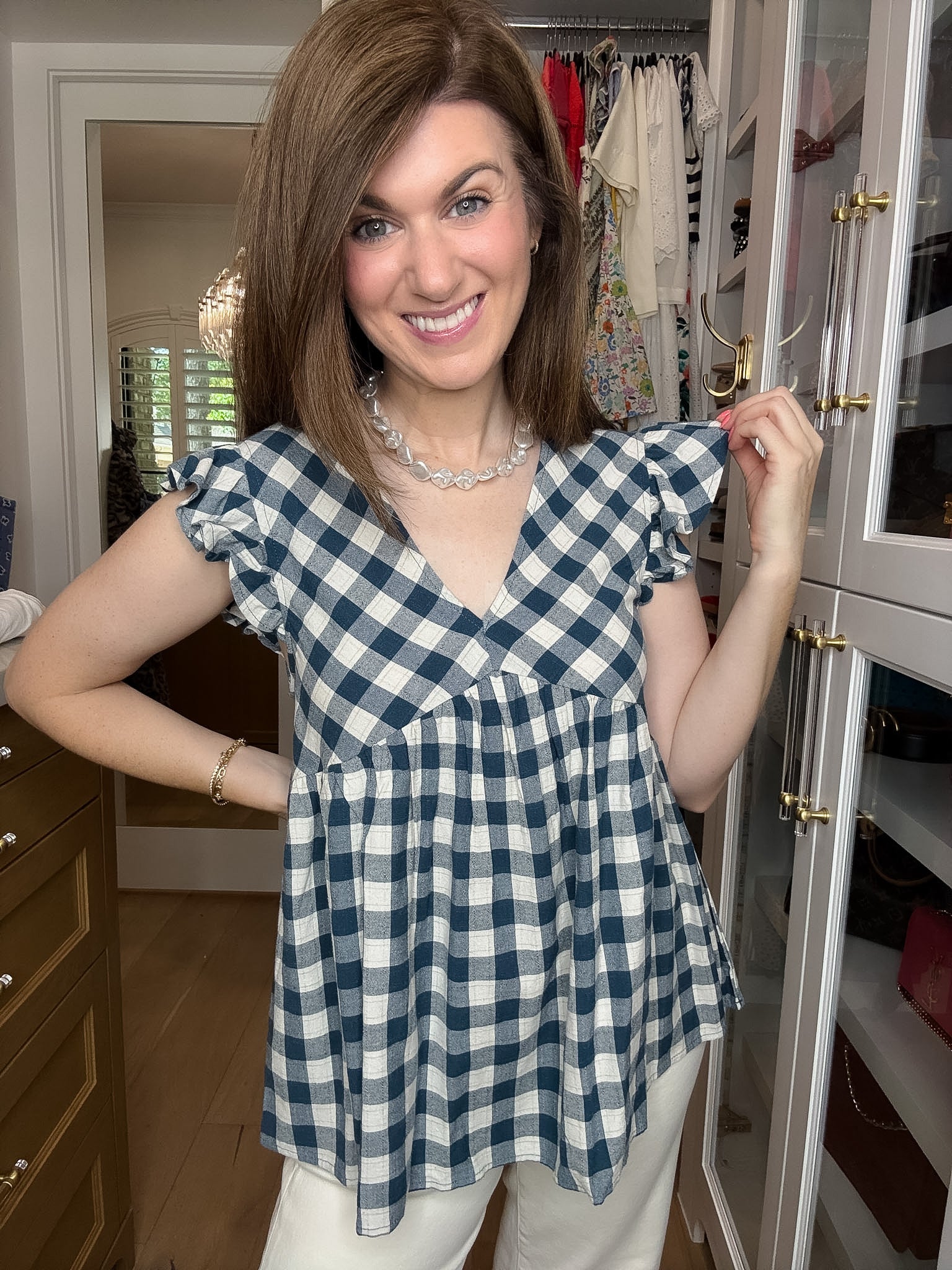 SALE! Susannah Gingham Top in Navy *Final Sale*