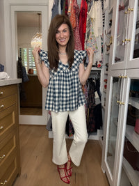 SALE! Susannah Gingham Top in Navy *Final Sale*