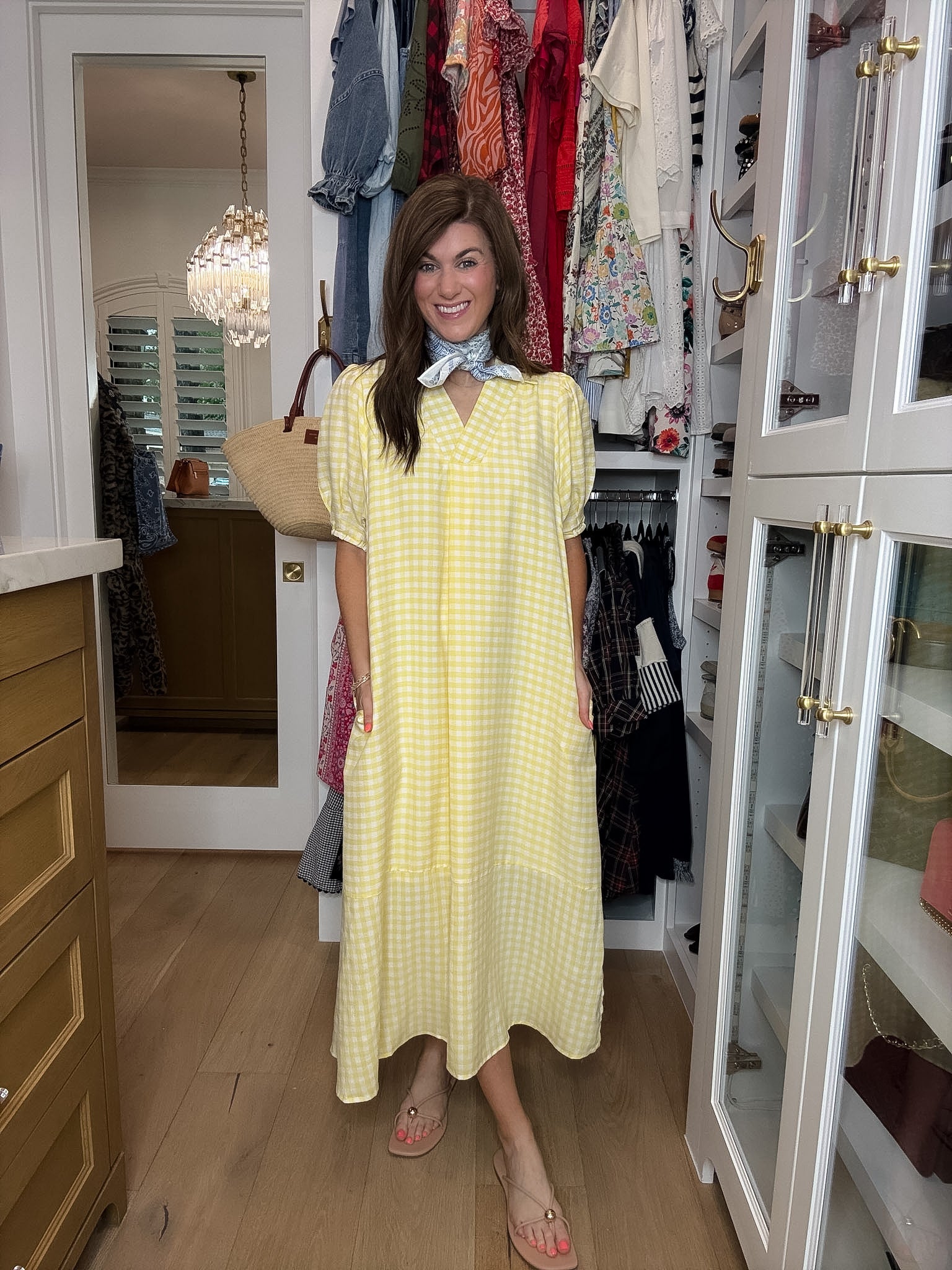 Charleston Charm Gingham Midi Dress in Yellow
