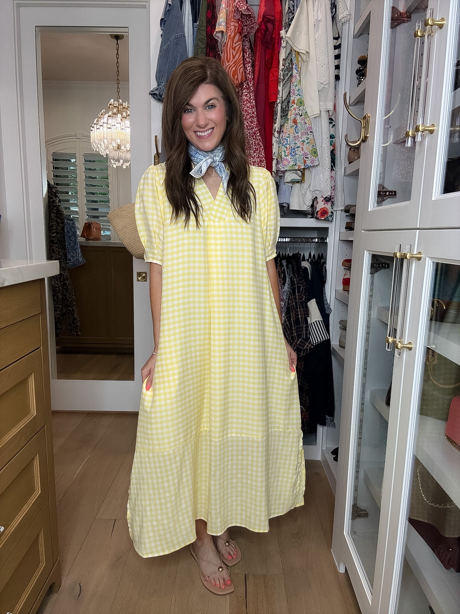 Charleston Charm Gingham Midi Dress in Yellow