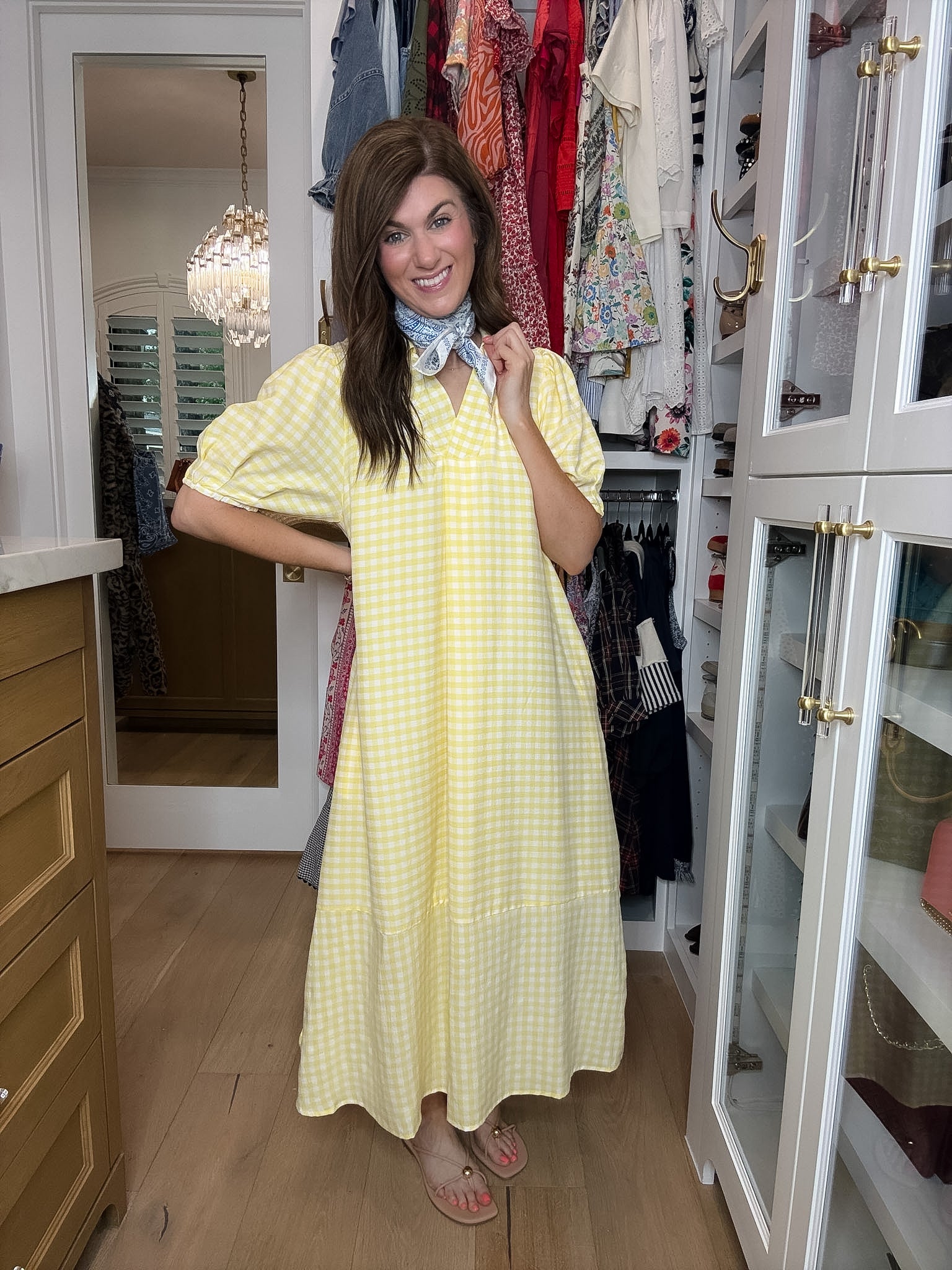 Charleston Charm Gingham Midi Dress in Yellow