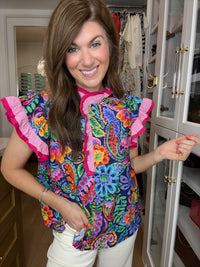 Be So Bold Floral Top in Navy