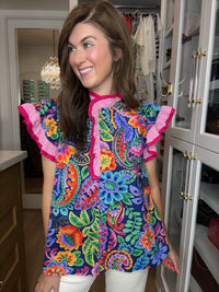 Be So Bold Floral Top in Navy