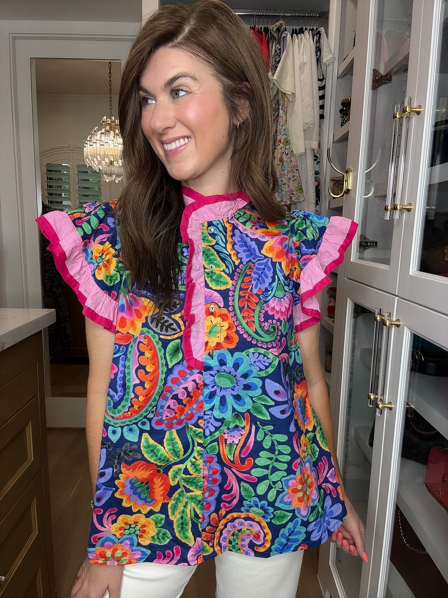 Be So Bold Floral Top in Navy