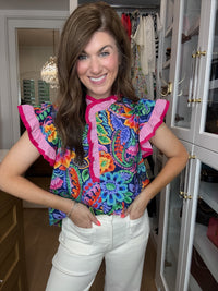 Be So Bold Floral Top in Navy