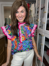 Be So Bold Floral Top in Navy
