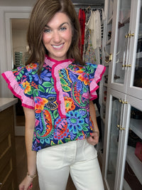 Be So Bold Floral Top in Navy