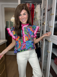 Be So Bold Floral Top in Navy