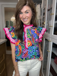 Be So Bold Floral Top in Navy