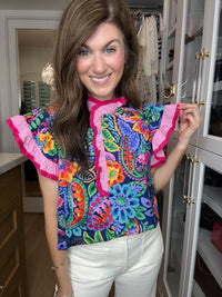 Be So Bold Floral Top in Navy