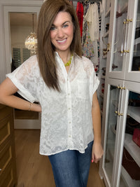 Gracefully Yours Lace Button Down in White