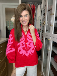 Palm Royale Top in Red/Pink