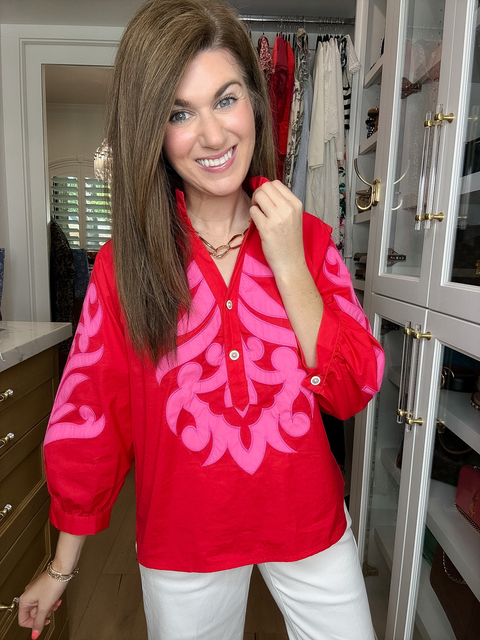 Palm Royale Top in Red/Pink