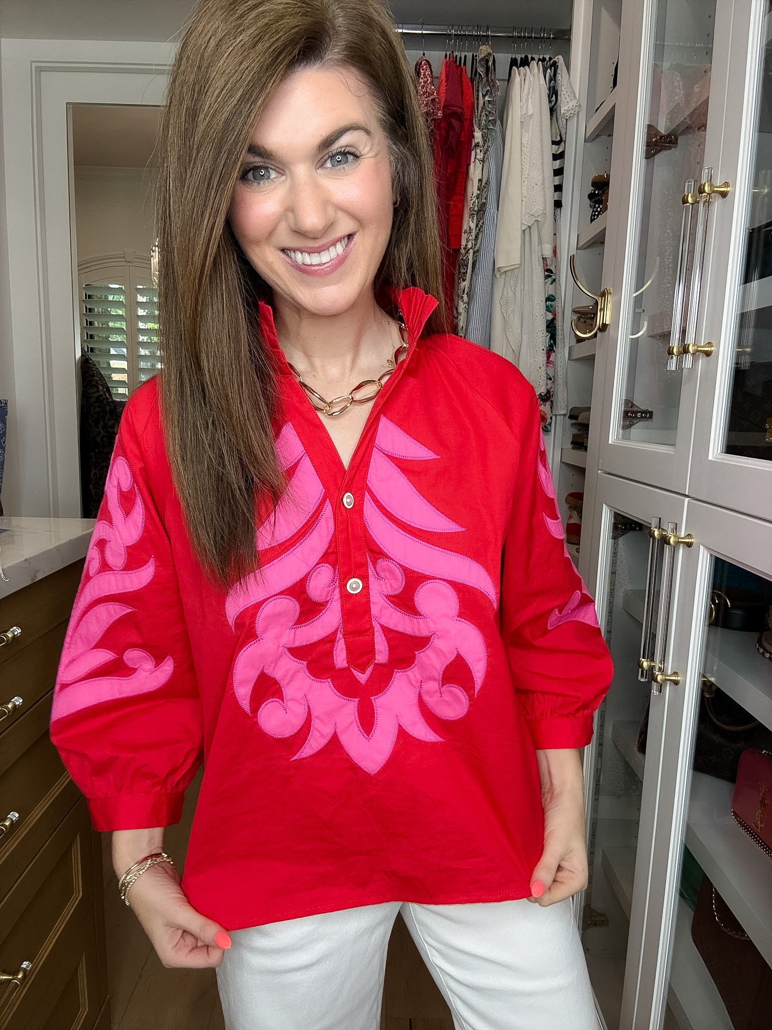 Palm Royale Top in Red/Pink