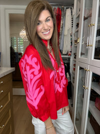 Palm Royale Top in Red/Pink