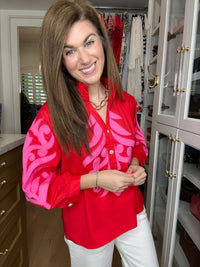 Palm Royale Top in Red/Pink