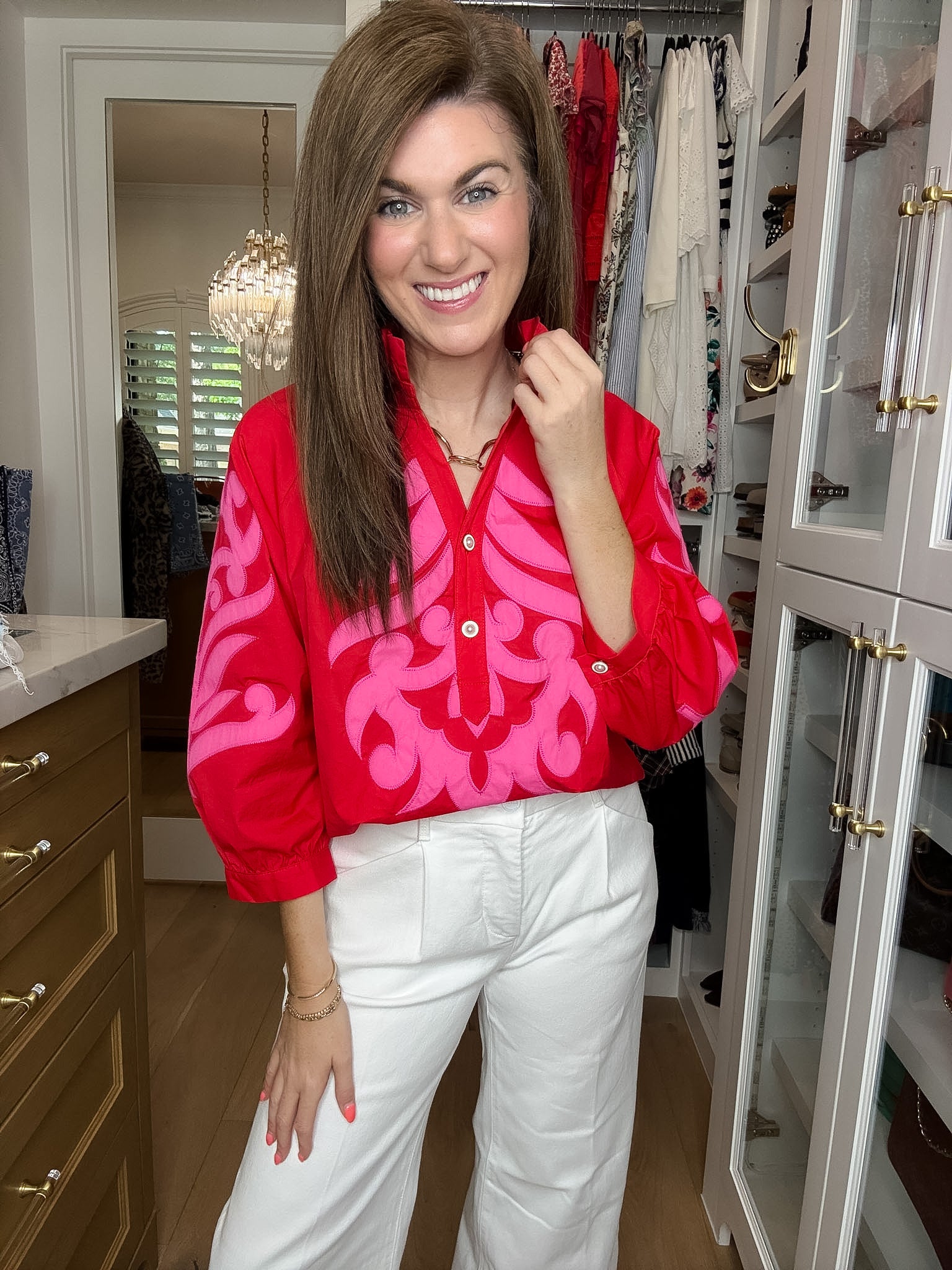 Palm Royale Top in Red/Pink