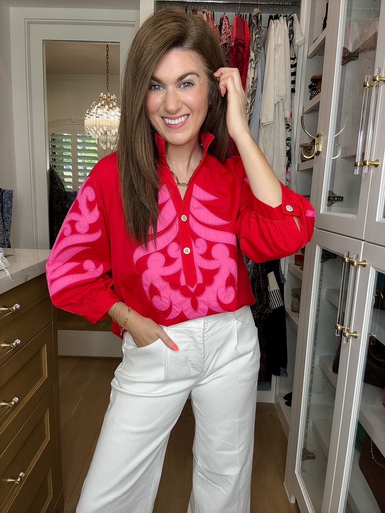 Palm Royale Top in Red/Pink