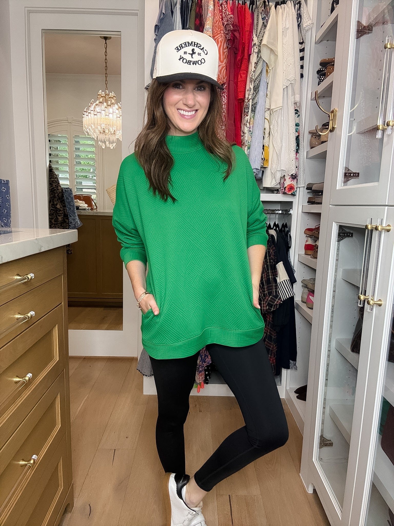 On the Go Textured Pocket Tunic in Green