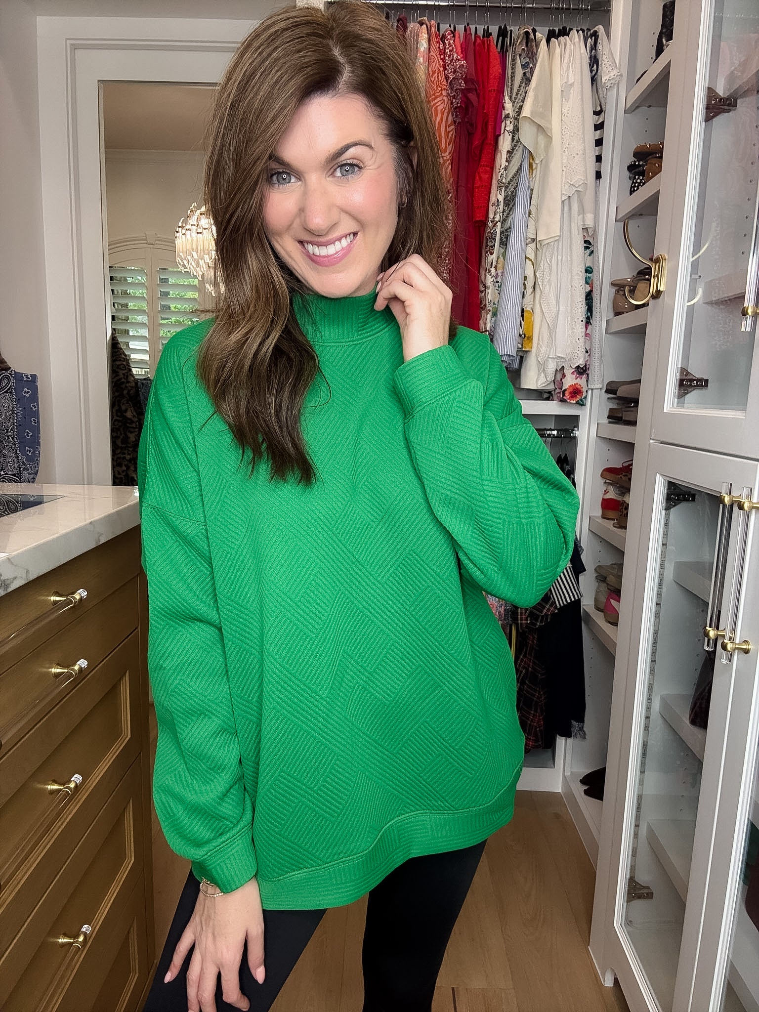On the Go Textured Pocket Tunic in Green