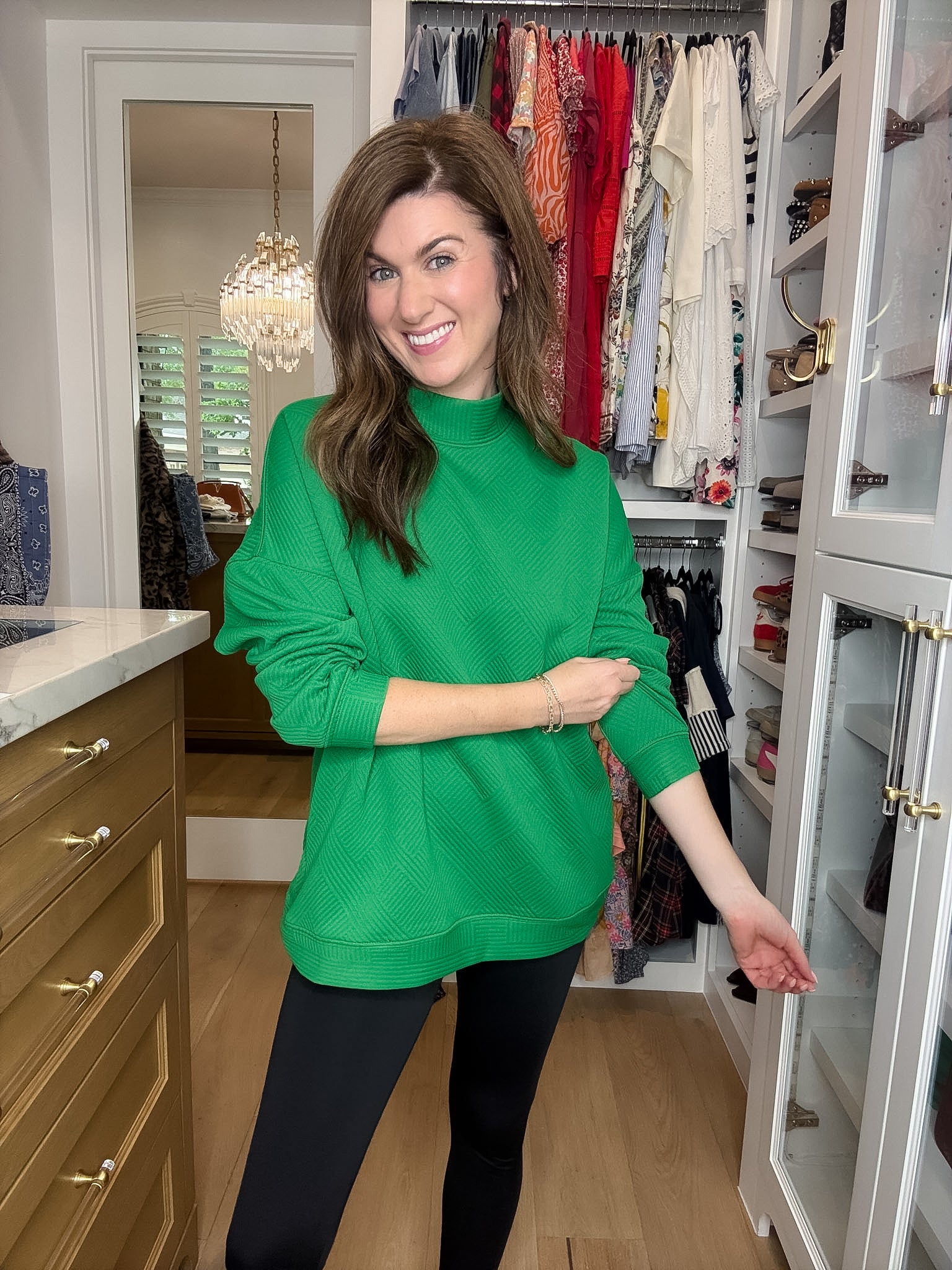 On the Go Textured Pocket Tunic in Green
