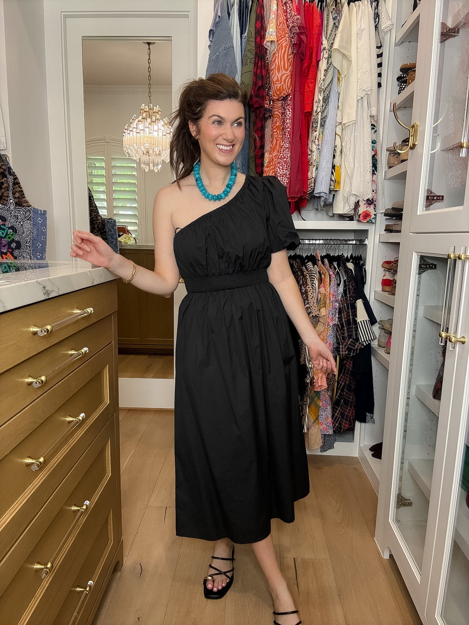 Sugarlips Bridgette One Shoulder Poplin Midi Dress