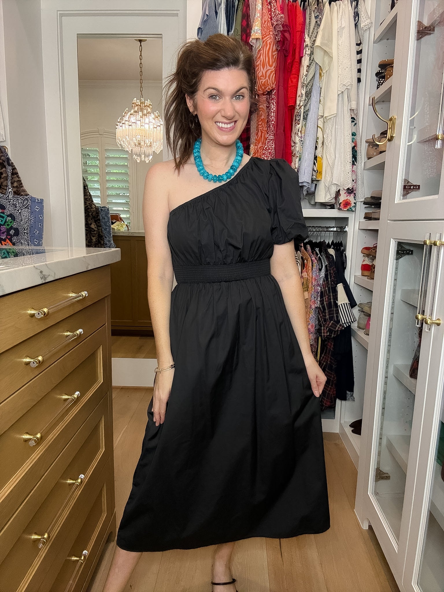 Sugarlips Bridgette One Shoulder Poplin Midi Dress